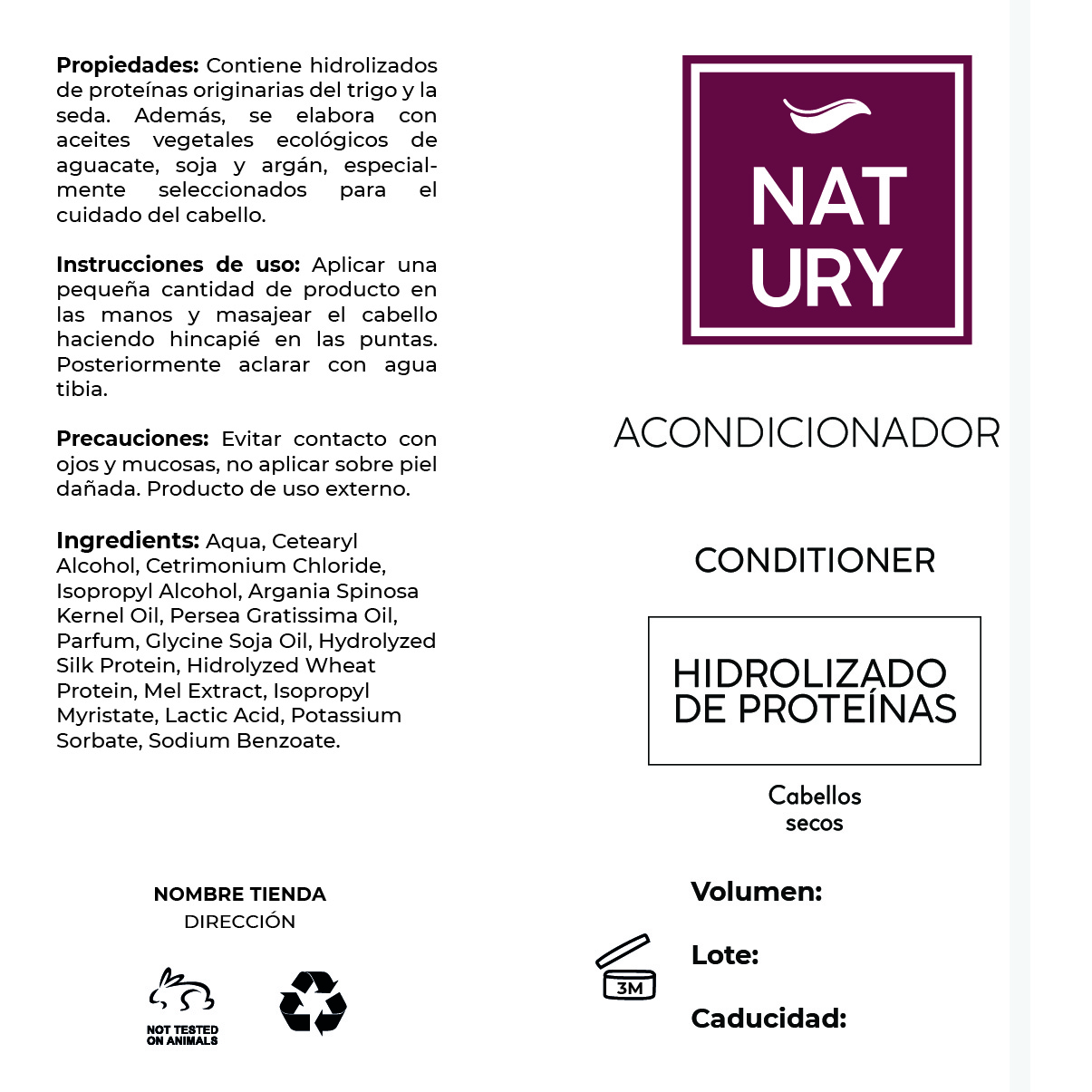 Etiqueta Adhesiva Papel Acondicionador Hidrolizado de Proteínas (PACK 10 UNIDADES)