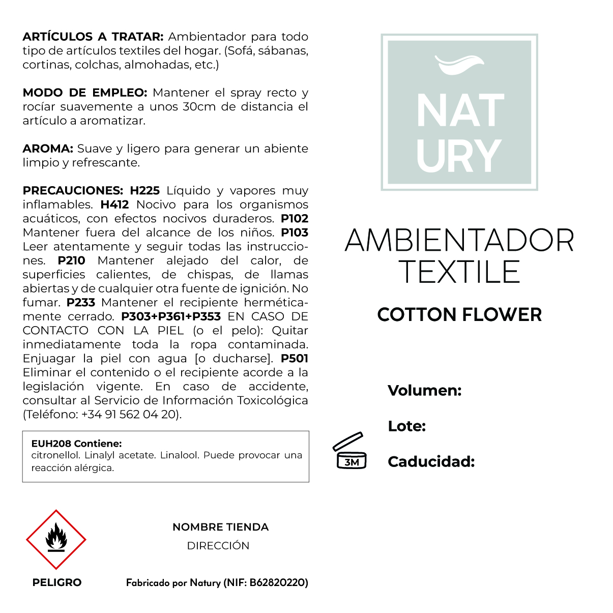 Etiqueta Adhesiva Papel Ambientador Textile Cotton Flower (PACK 10 UNIDADES)
